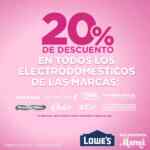 En Lowes 20% de descuento en electrodomésticos al 17 de mayo