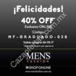 Cupón Mens Fashion de 40% de descuento por temporada de graduaciones