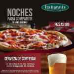 Noches para compartir Italiannis Buenavista: Pizzas a $89 y 2x1 en cervezas a partir de las 18:00
