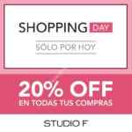 Shopping Day Studio F: 20% de descuento en todas tus compras hoy y mañana