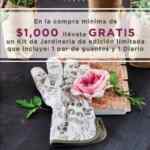 En Crabtree & Evelyn participantes llévate gratis un kit de jardinería con par de guantes y diario con tus compras