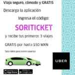 Código Uber de 3 primeros viajes GRATIS cortesía de Soriticket