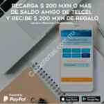 Promoción Telcel Pay de $200 de tiempo aire de regalo al recargar $200