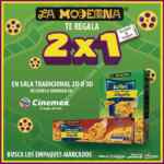 Cupón La Moderna de 2x1 en Cinemex en salas 2D o 3D de lunes a domingo