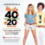 En Liverpool la marca Aeropostale tiene hasta 40% de descuento + 20% adicional + playera de regalo