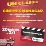 Promoción Cinemex Manacar: Tarjeta invitado fundador con 20 entradas 2x1 a los primeros 100 este viernes