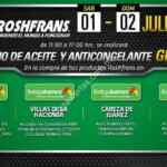 Promoción Roshfrans: Cambio de aceite y anticongelante gratis en Bodega Aurrerá participantes este fin de semana