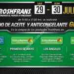 Cambio de aceite y anticongelante gratis en supermercados participantes este fin de semana cortesía de Roshfrans