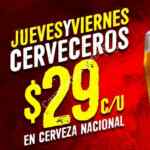 Jueves y viernes cerveceros en Las Alitas: cervezas nacionales a $29