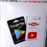 En Oxxo tarjeta YouTube Red de $100 de regalo en la compra de una tarjeta Google Play de $600