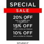 Venta especial Studio F: Hasta 20% de descuento dependiendo de las prendas que compres