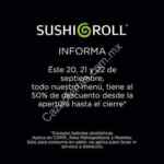 En Sushi Roll 50% de descuento en todo el menú este 20, 21 y 22 de septiembre