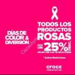 25% de descuento en todos los productos rosas en Crocs