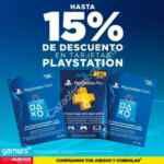 En Gamers hasta 15% de descuento en tarjetas PlayStation
