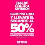 En tiendas Crocs segundo a mitad de precio en productos de línea del 23 al 31 de octubre