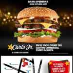 Promoción apertura Carls Jr Acoxpa 26 de octubre: Hamburguesas gratis por 1 año para los primeros 50 clientes