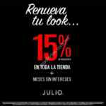 Venta Especial Julio 13 y 14 de octubre: 15% de descuento en toda la tienda y meses sin intereses