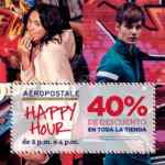 Happy Hour Aeropostale: 40% de descuento en toda la tienda de 2 a 4 PM