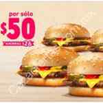Promoción Burger King 4 hamburguesas con queso por sólo $50 pesos