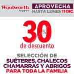 En Woolworth 30% de descuento en suéteres chamarras, abrigos y más hasta hoy