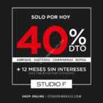 Promoción Studio F 40% de descuento en abrigos, suéteres, chamarras y botas