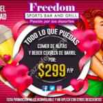 Promoción Freedom 14 de febrero: todas las alitas y cerveza que quieras por $299