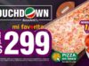Promoción Super Bowl Benedettis: Mega pizza de 4 combinaciones por $299 + 1kg de alitas por $299 más