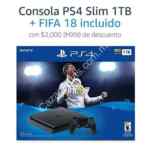 En Amazon $2,000 de descuento en consola PS4 slim de 1 tb + FIFA 18