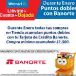Promoción Walmart Banorte: Recibe puntos dobles durante enero 2018