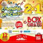 Carnaval del descanso Tiendas Atlas 2x1 en colchones o box gratis y más