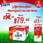 En Tiendas BBB 6 pack de leche Lala entera a $79 pesos