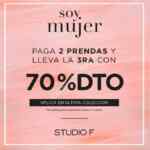 Promoción Studio F Día de la Mujer: 70% de descuento en la tercera prenda