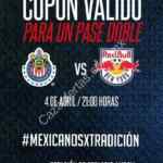 Cupón Akron de boleto gratis para el partido Chivas-Red Bull cargando medio tanque de gasolina
