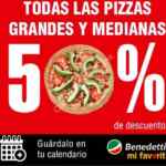 En Benedettis pizzas medianas y grandes a mitad de precio hoy miércoles si pides online