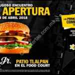 Promoción Carls Jr apertura Patio Tlalpan: hamburguesas gratis por 1 año a los primeros 50 clientes