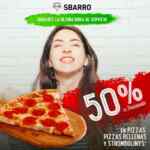 En Sbarro 50% de descuento en pizzas, pizzas rellenas y strombolinys durante la última hora de servicio