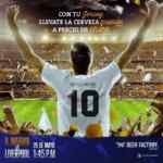 Promoción Beer Factory Final Champions League: cerveza grande a precio de chica llevando jersey