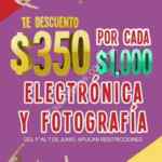 Promoción Julio Regalado 2018: $350 por cada $1,000 en electrónica y fotografía