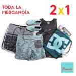 En Promoda 2x1 en prendas de las marcas 2x1 Quiksilver, Roxy, Pepe Jeans, New Era, Benetton, DC Shoes y más