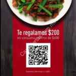 Cupón PF Changs $200 de descuento en consumos de $600