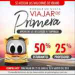 Promoción autobuses Primera Plus Vacaciones de Verano 2018: 50% de descuento a estudiantes y 25% a maestros