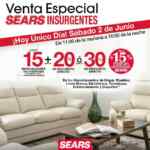 Venta Especial Sears Insurgentes: Hasta 30% de descuento ó 20% + 15 msi hoy 2 de junio