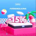 Promoción Verano Luuna de 15% de descuento en colchones y más