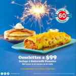 Promoción IHop 60 Aniversario: omelette + 2 pancakes por $99