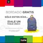 En Totto bordado de tu mochila gratis este 9 y 10 de agosto