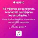 Promoción Apple Music de 50% de descuento para estudiantes ($49 al mes)