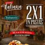 Promoción Italiannis de 2x1 en pastas después de las 6 de la tarde
