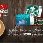 Promoción Starbucks HSBC: recarga $200 en Starbucks Card y recibe $200 extra
