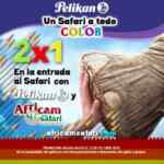 Promoción de Regreso a Clases Pelikan y Africam Safari: 2x1 en entradas presentando el sticker