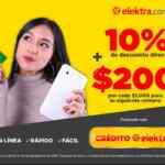Cupón Elektra online 10% de descuento + $200 por cada $1000 para tu siguiente compra